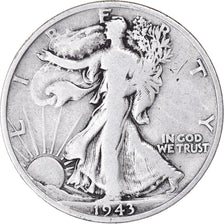 Coin, United States, Walking Liberty Half Dollar, Half Dollar, 1943, U.S. Mint