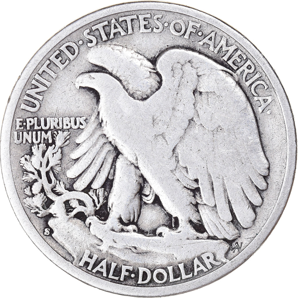 Coin, United States, Walking Liberty Half Dollar, Half Dollar, 1943, U.S. Mint