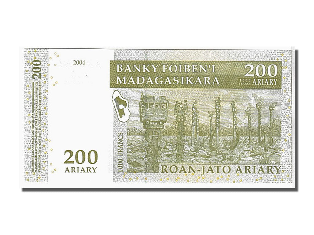 Banknote, Madagascar, 200 Ariary, 2004, KM:87a, UNC(65-70)
