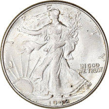 Coin, United States, Walking Liberty Half Dollar, Half Dollar, 1942, U.S. Mint
