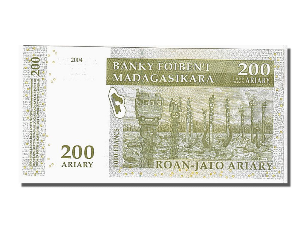 Banconote, Madagascar, 200 Ariary, 2004, FDS