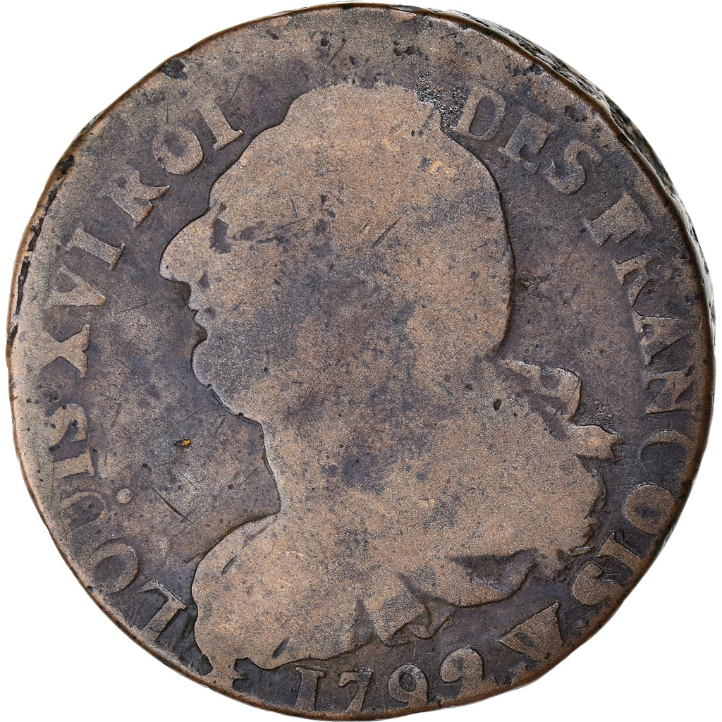 Coin, France, Louis XVI, 2 sols françois, 2 Sols, 1792 / AN 4, Lille