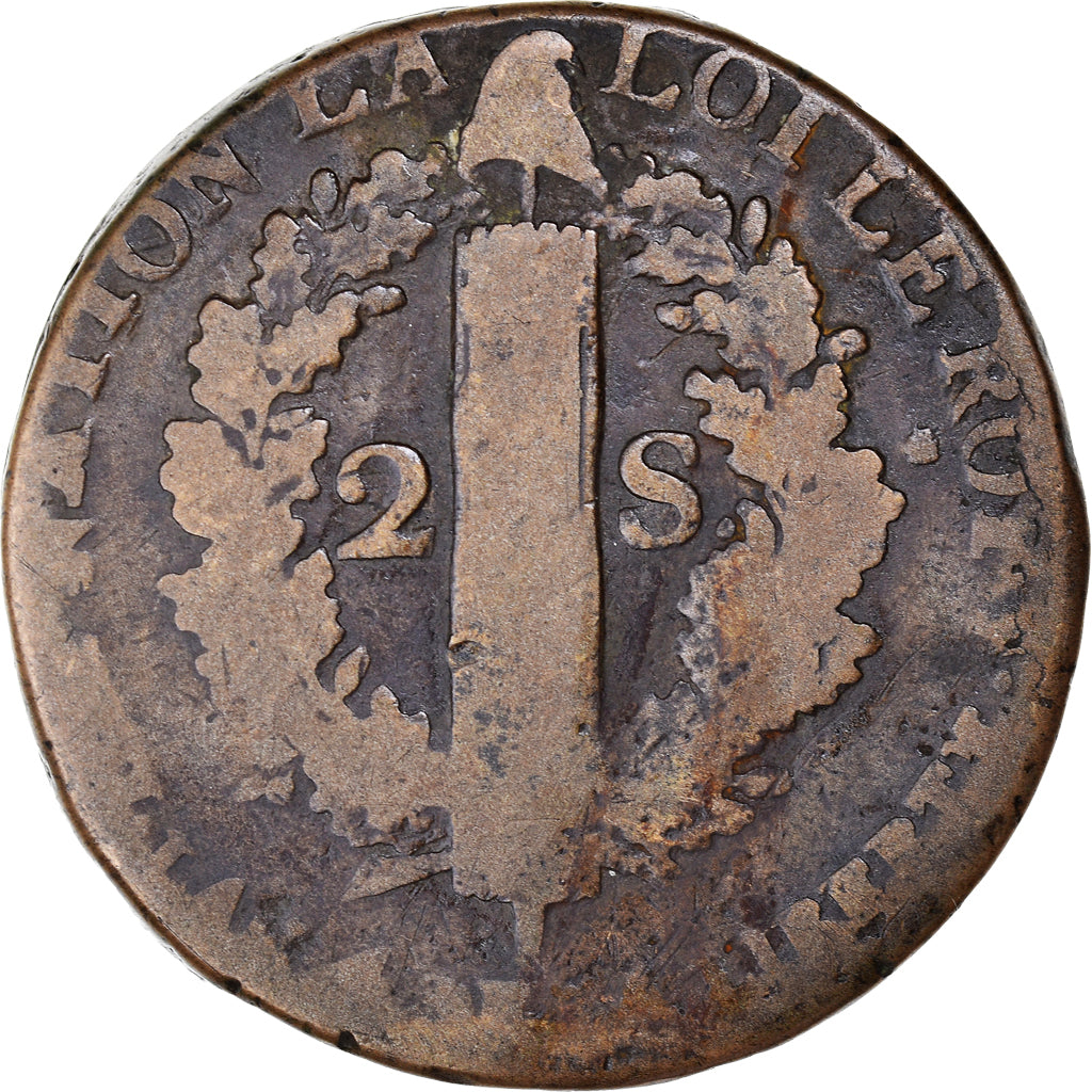 Coin, France, Louis XVI, 2 sols françois, 2 Sols, 1792 / AN 4, Lille