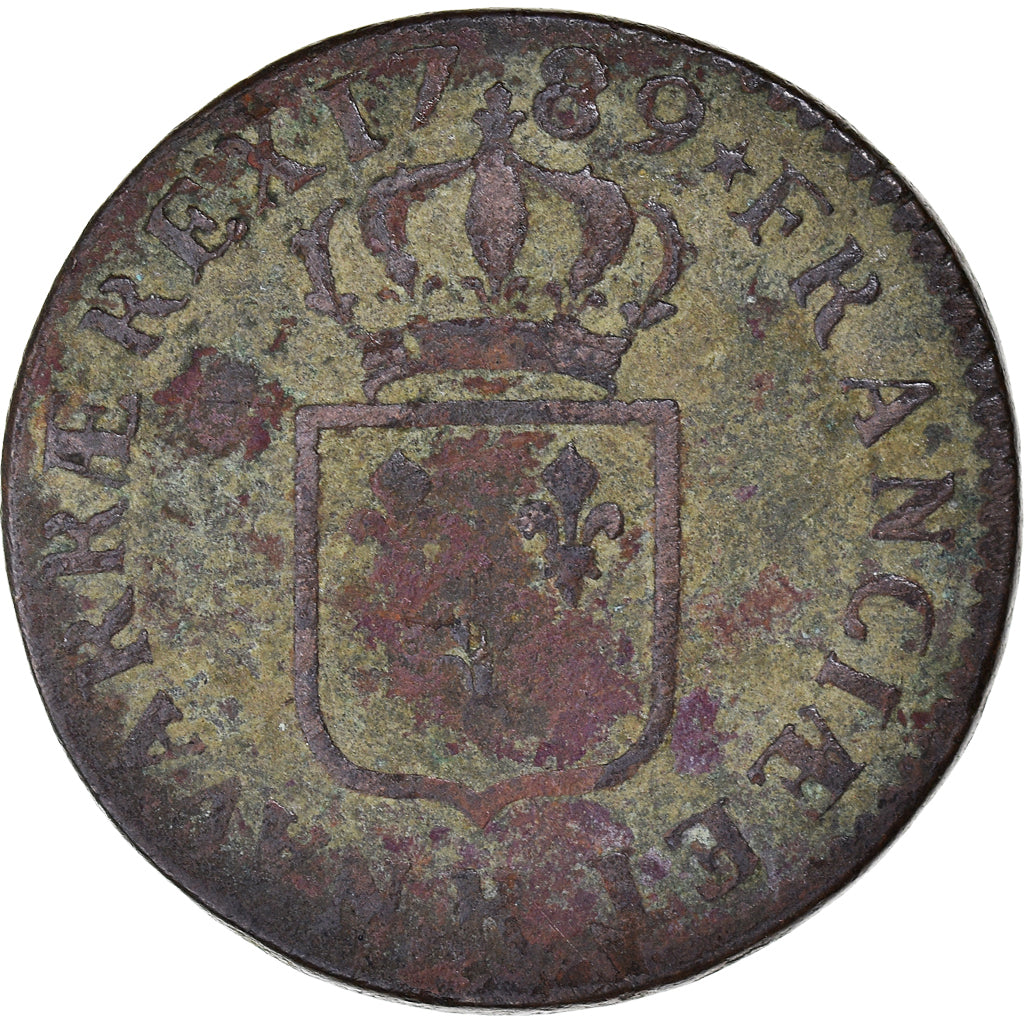 Moeda, França, Louis XVI, Sol ou sou, Sol, 1789, Orléans, VF(30-35), Cobre