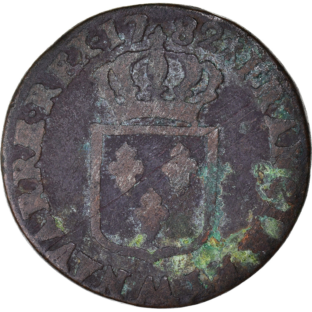 Moeda, França, Louis XVI, Sol ou sou, Sol, 1782, Metz, VF(20-25), Cobre