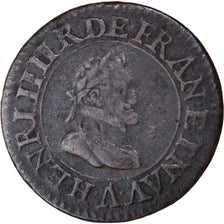 Moneda, Francia, Henri IV, Double Tournois, 1610, Paris, MBC, Cobre, CGKL:222