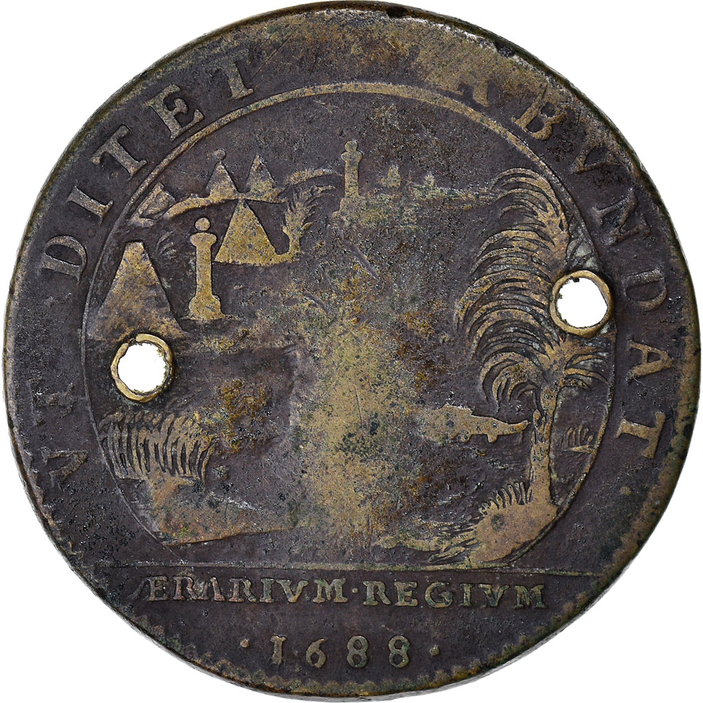 Francia, ficha, Louis XIV, Trésor Royal, 1688, MB+, Ottone