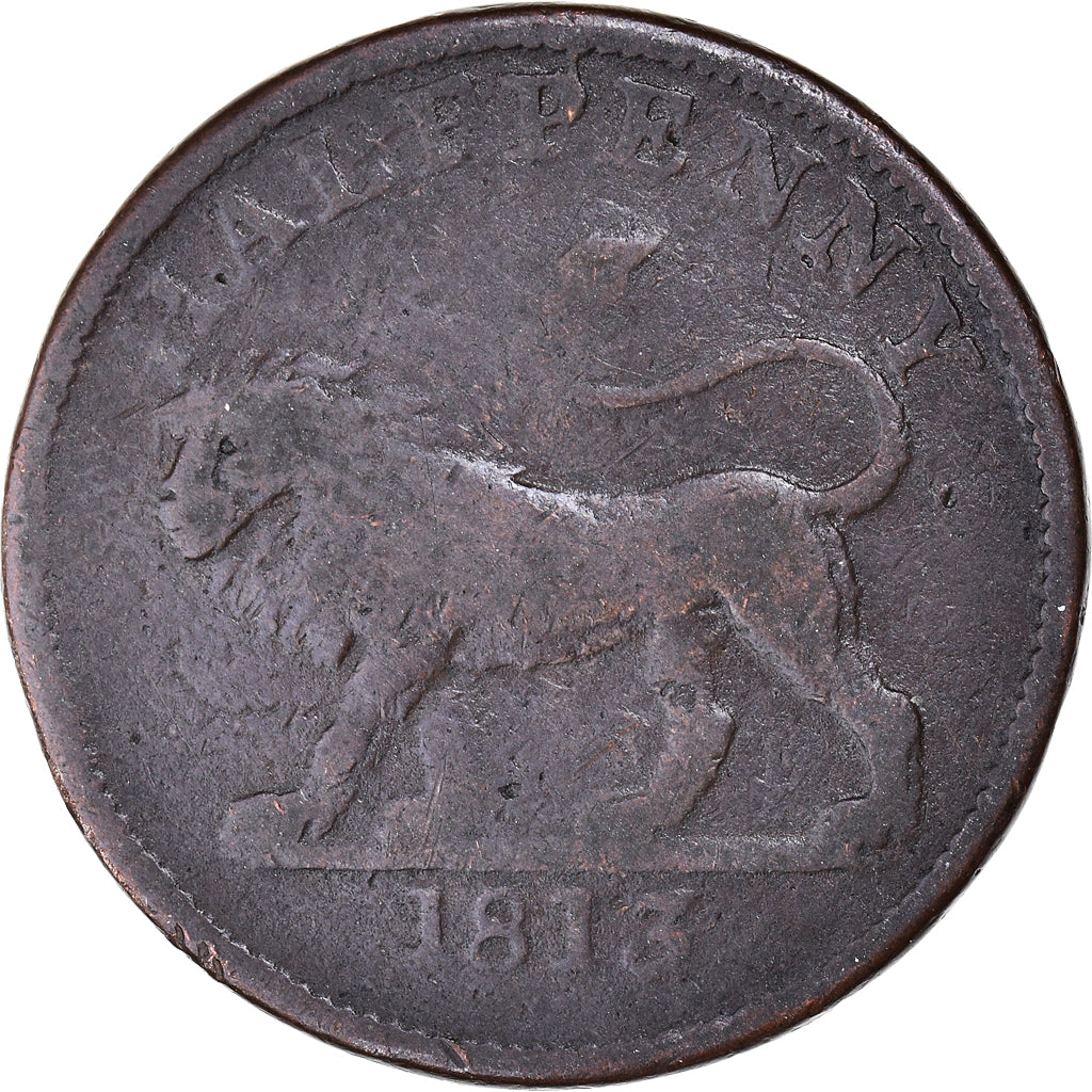 Great Britain, Halfpenny Token, Lion & Britannia, 1813, VF(20-25), Copper
