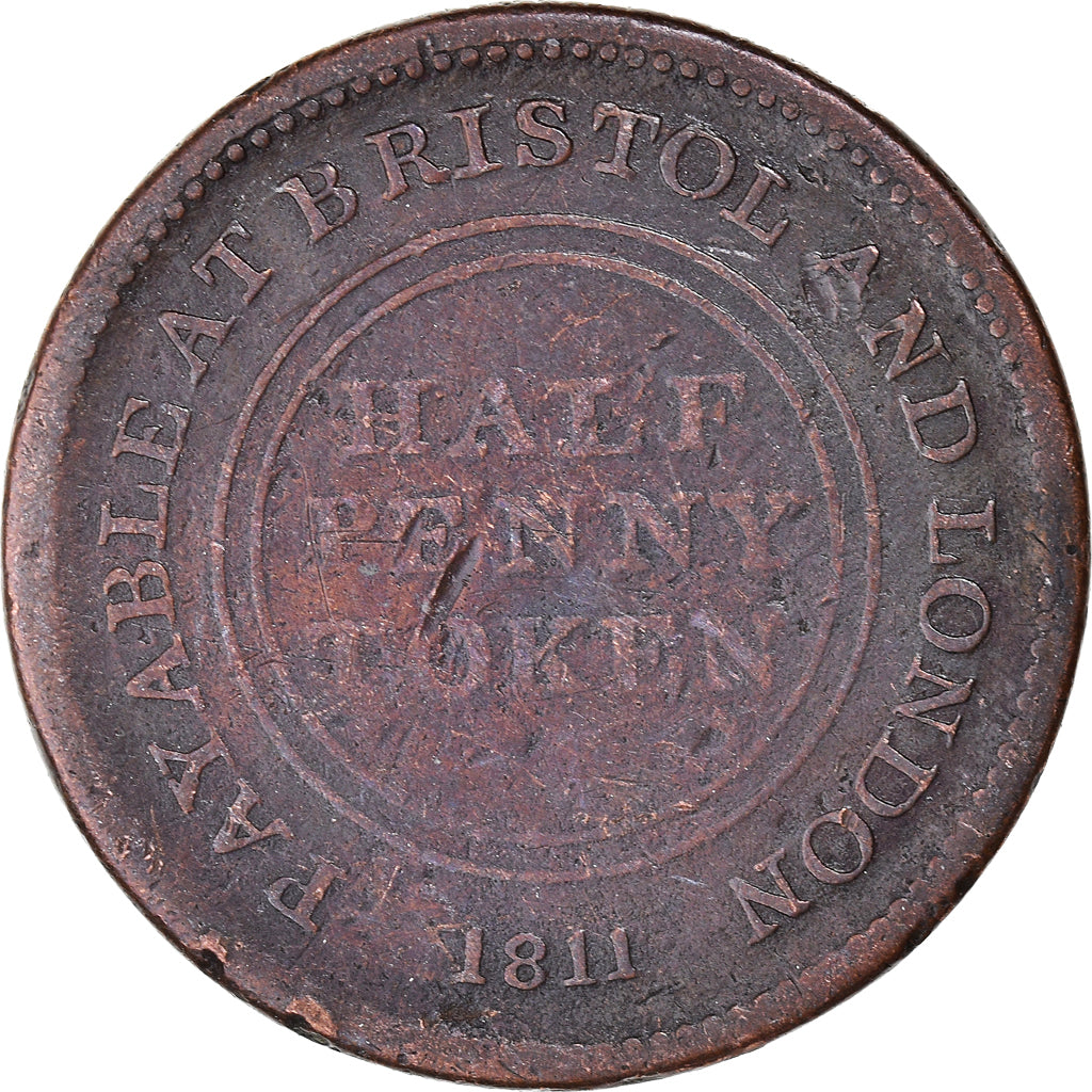 United Kingdom, Halfpenny Token, Bristol - Sheathing Nail Manufactory, 1811