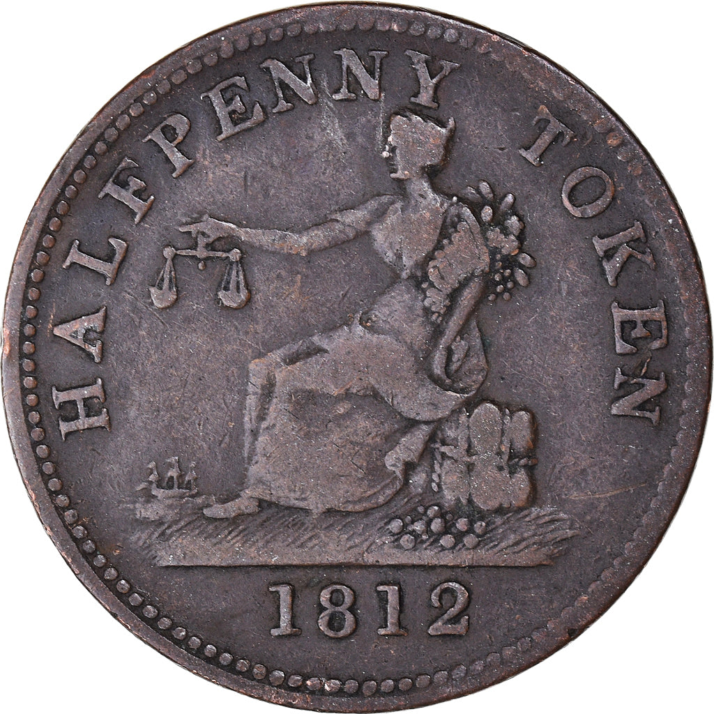 Canada, Halfpenny Token, George III, Tiffin token, 1812, Bas-Canada, VF(30-35)