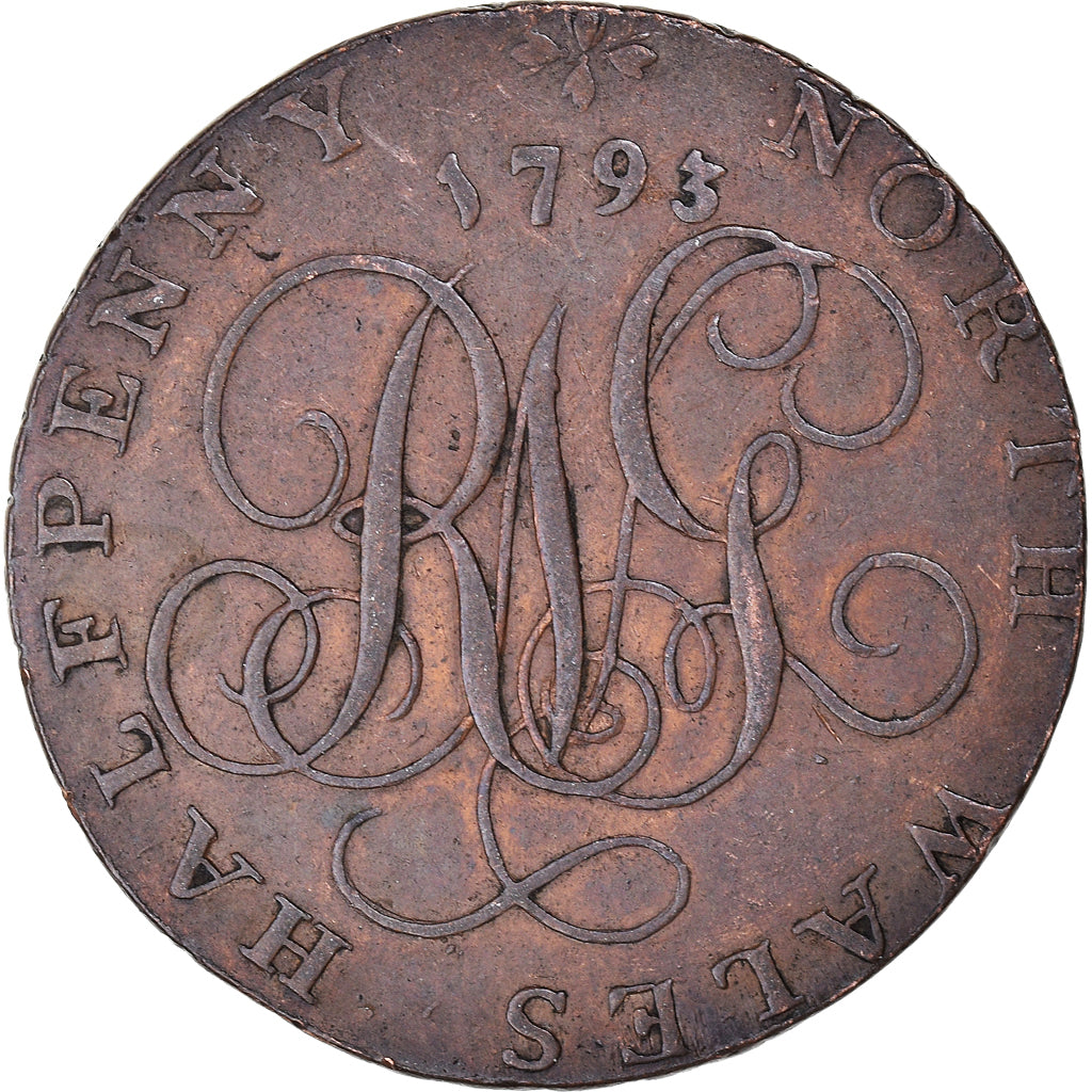 Great Britain, Halfpenny Token, North Wales token, 1793, AU(50-53), Copper
