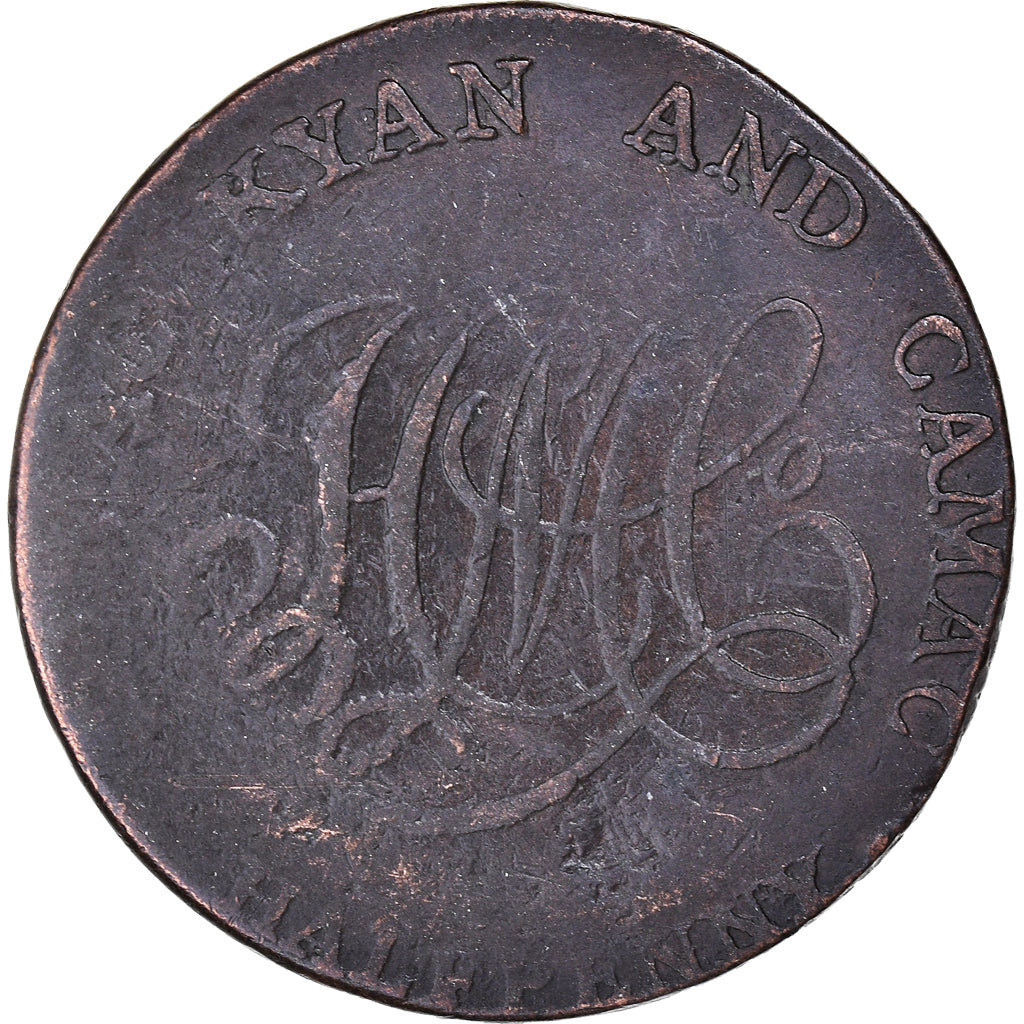 Ireland, Halfpenny Token, Dublin - Camac Kyan and Camac, 1792, VF(20-25), Copper