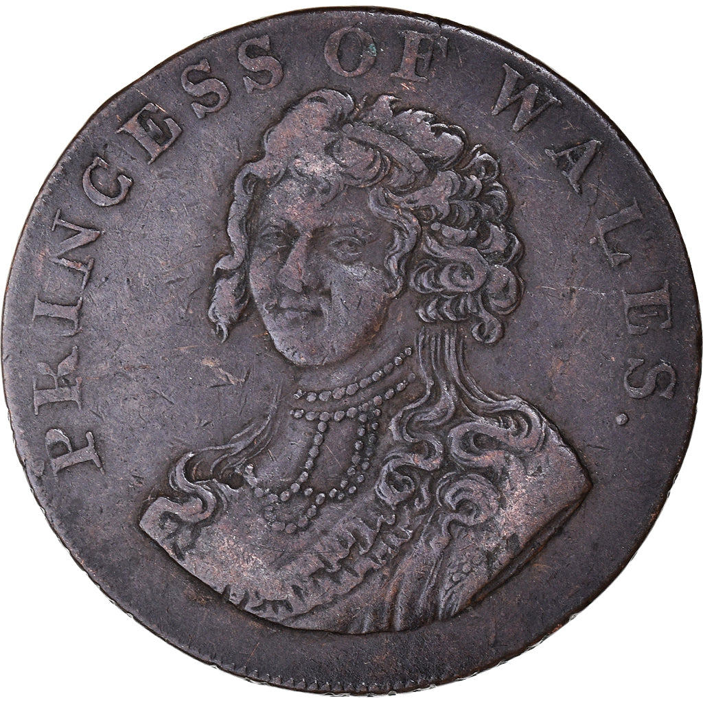 Grande-Bretagne, Halfpenny Token, Caroline Princess of Wales, 1795, TTB, Cuivre