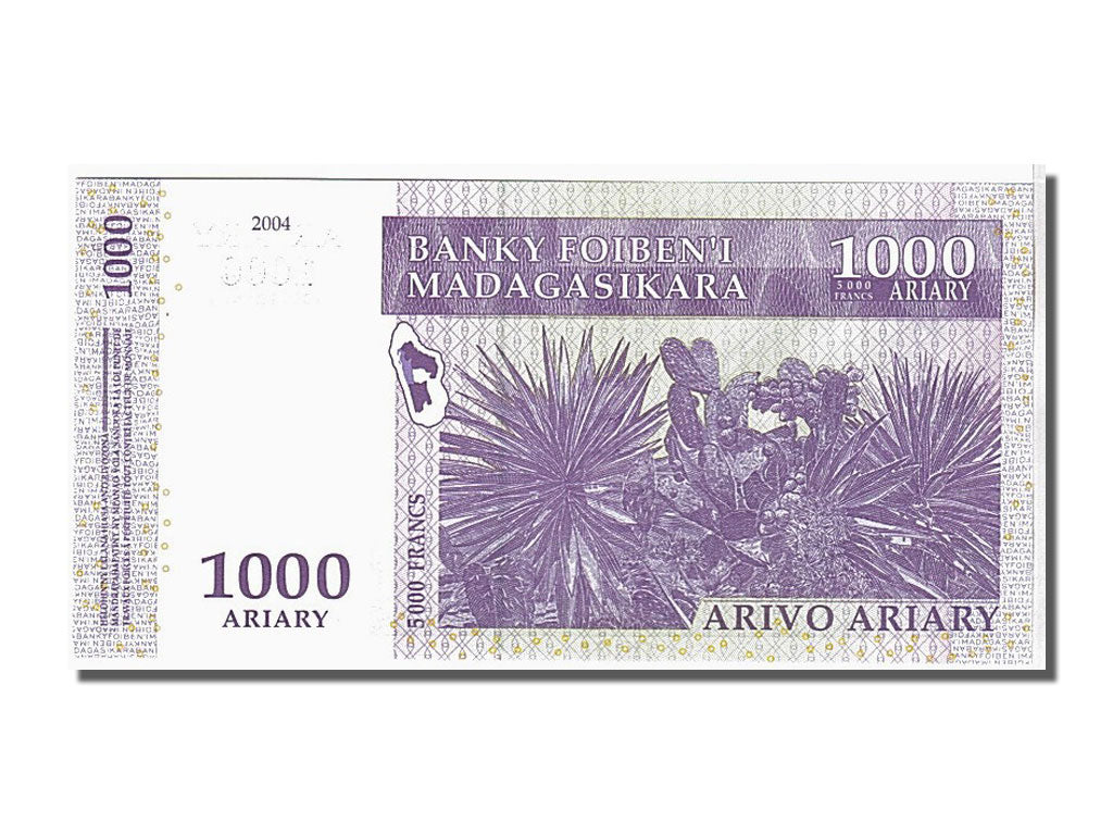 Banknote, Madagascar, 1000 Ariary, 2004, KM:89a, UNC(65-70)
