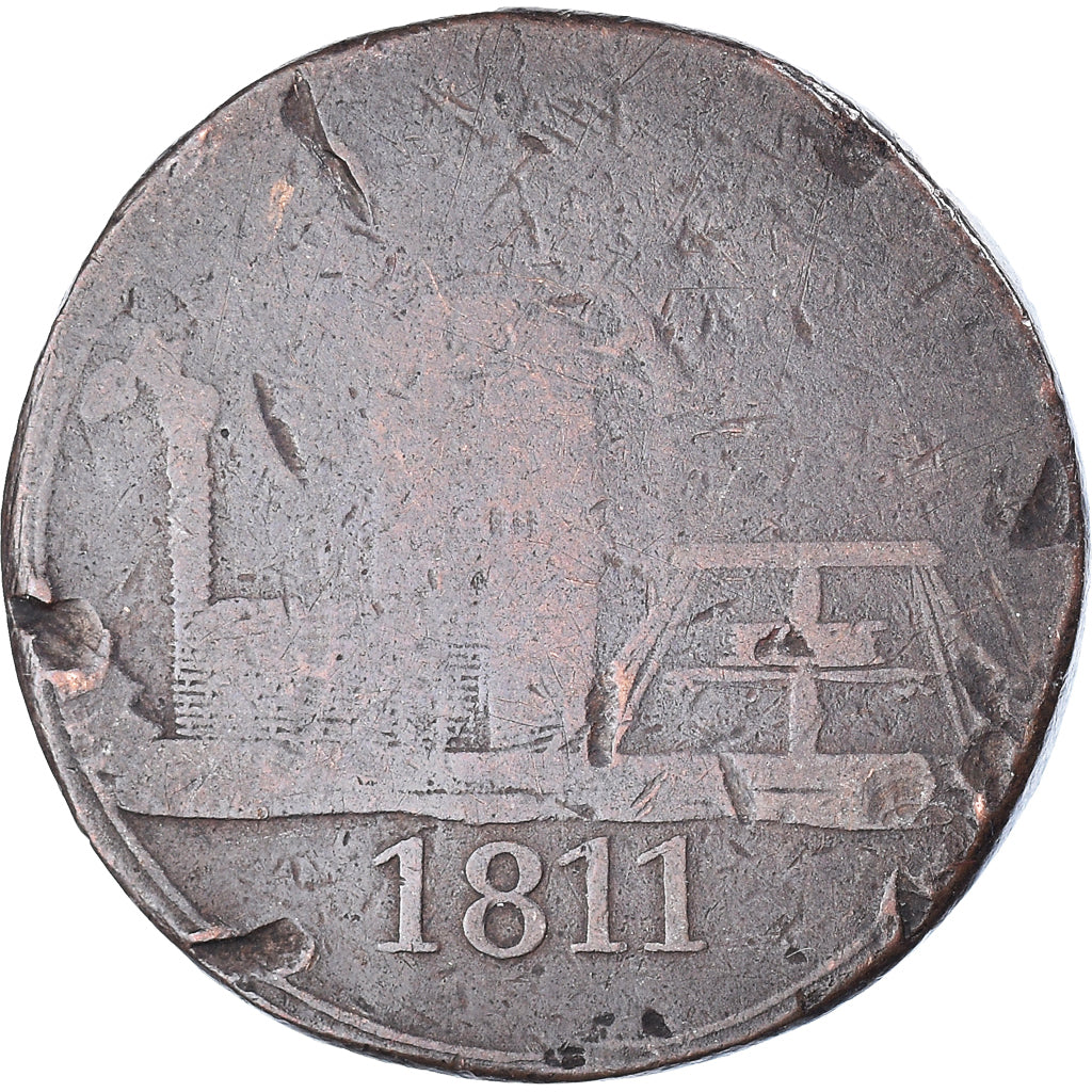 Gran Bretaña, Halfpenny Token, Cornwall, 1811, BC, Cobre