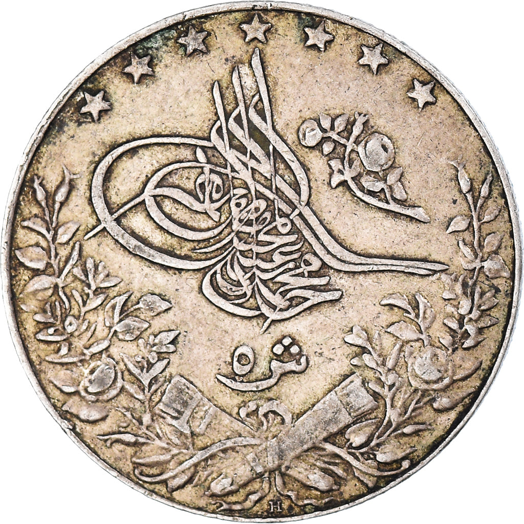 Monnaie, Égypte, Muhammad V, 5 Qirsh, 1910 (AH 1327/2), Misr, TTB, Argent
