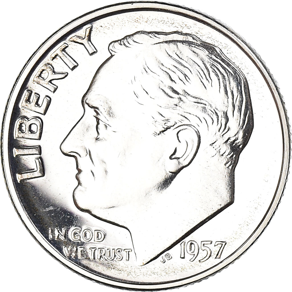 Coin, United States, Roosevelt Dime, Dime, 1957, U.S. Mint, Philadelphia