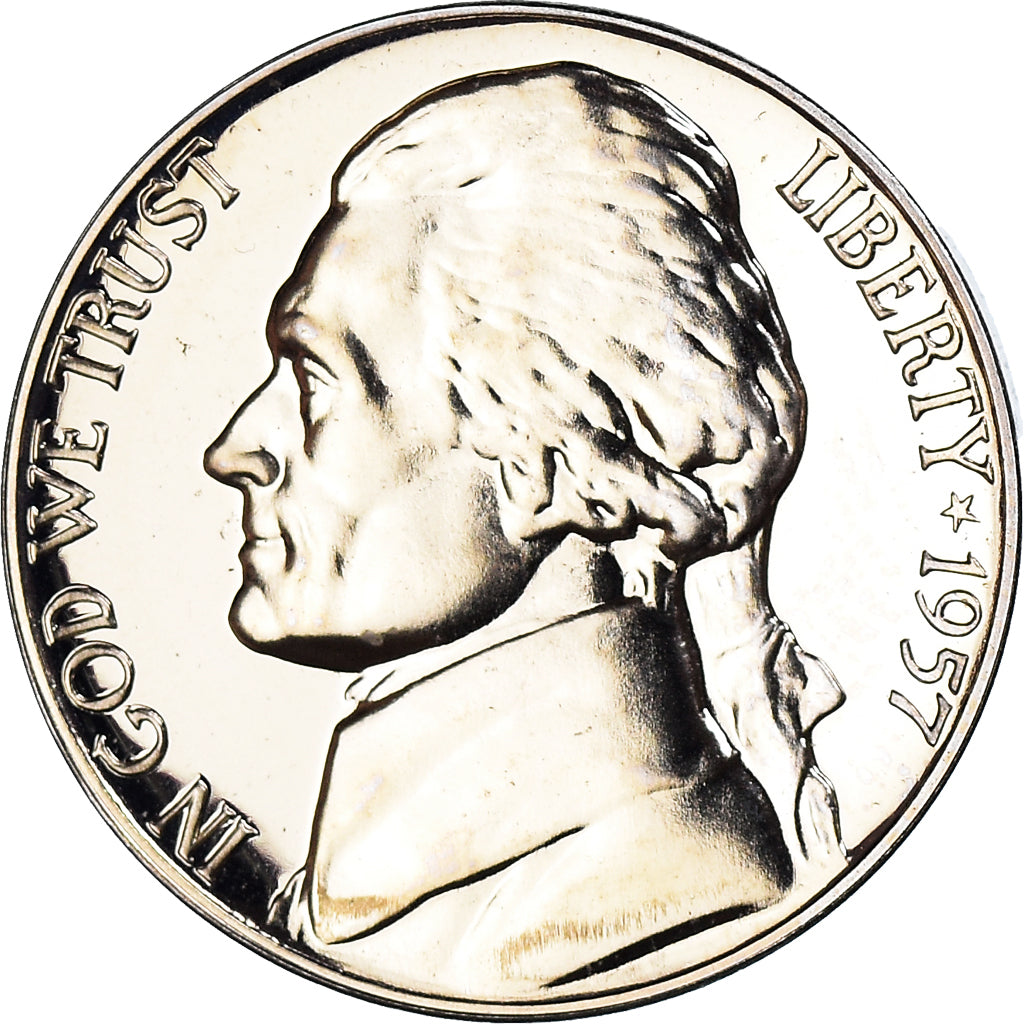 Monnaie, États-Unis, Jefferson Nickel, 5 Cents, 1957, U.S. Mint, Philadelphie
