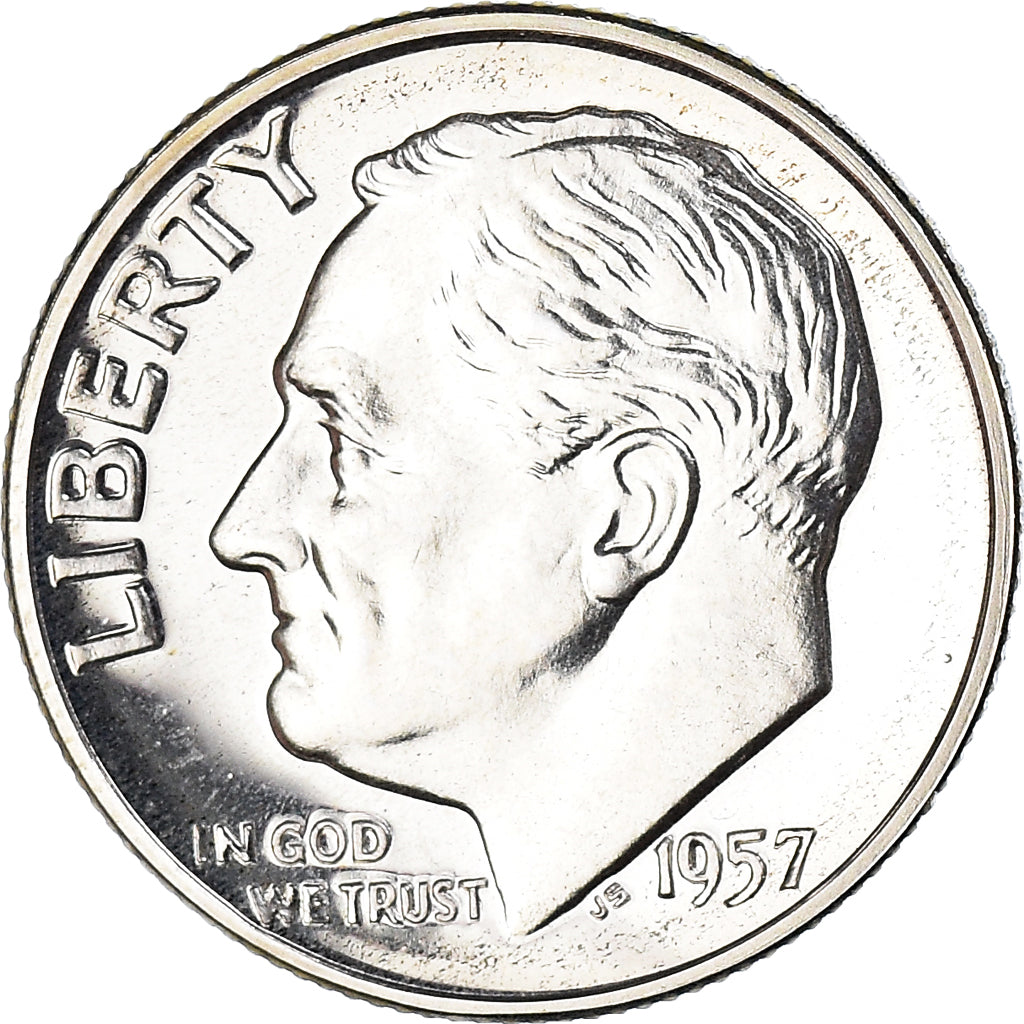 Moneta, Stati Uniti, Roosevelt Dime, Dime, 1957, U.S. Mint, Philadelphia, SPL