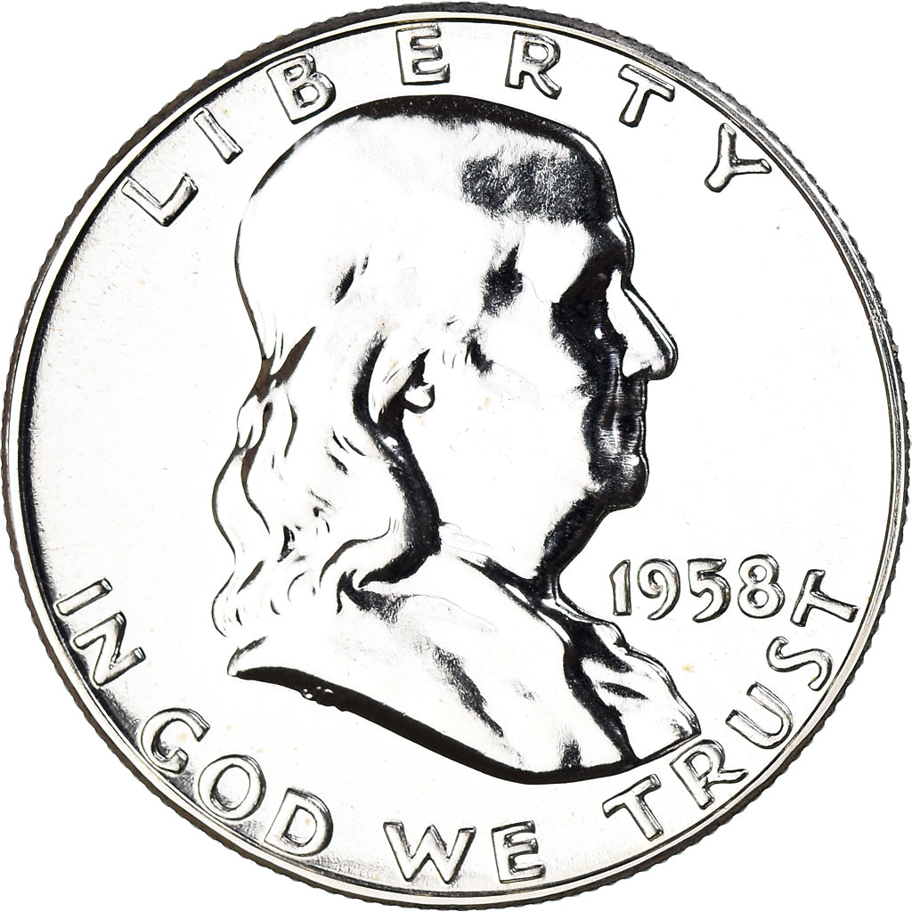 Coin, United States, Franklin Half Dollar, Half Dollar, 1958, U.S. Mint