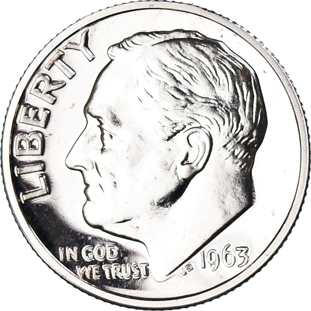 Coin, United States, Roosevelt Dime, Dime, 1963, U.S. Mint, Philadelphia