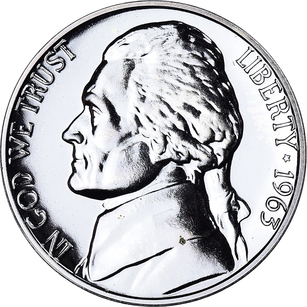 Moneda, Estados Unidos, Jefferson Nickel, 5 Cents, 1963, U.S. Mint