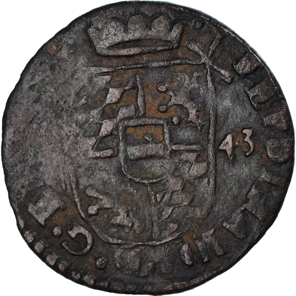 Coin, LIEGE, Ferdinand, Liard, 1643, Liege, VF(30-35), Copper, KM:37