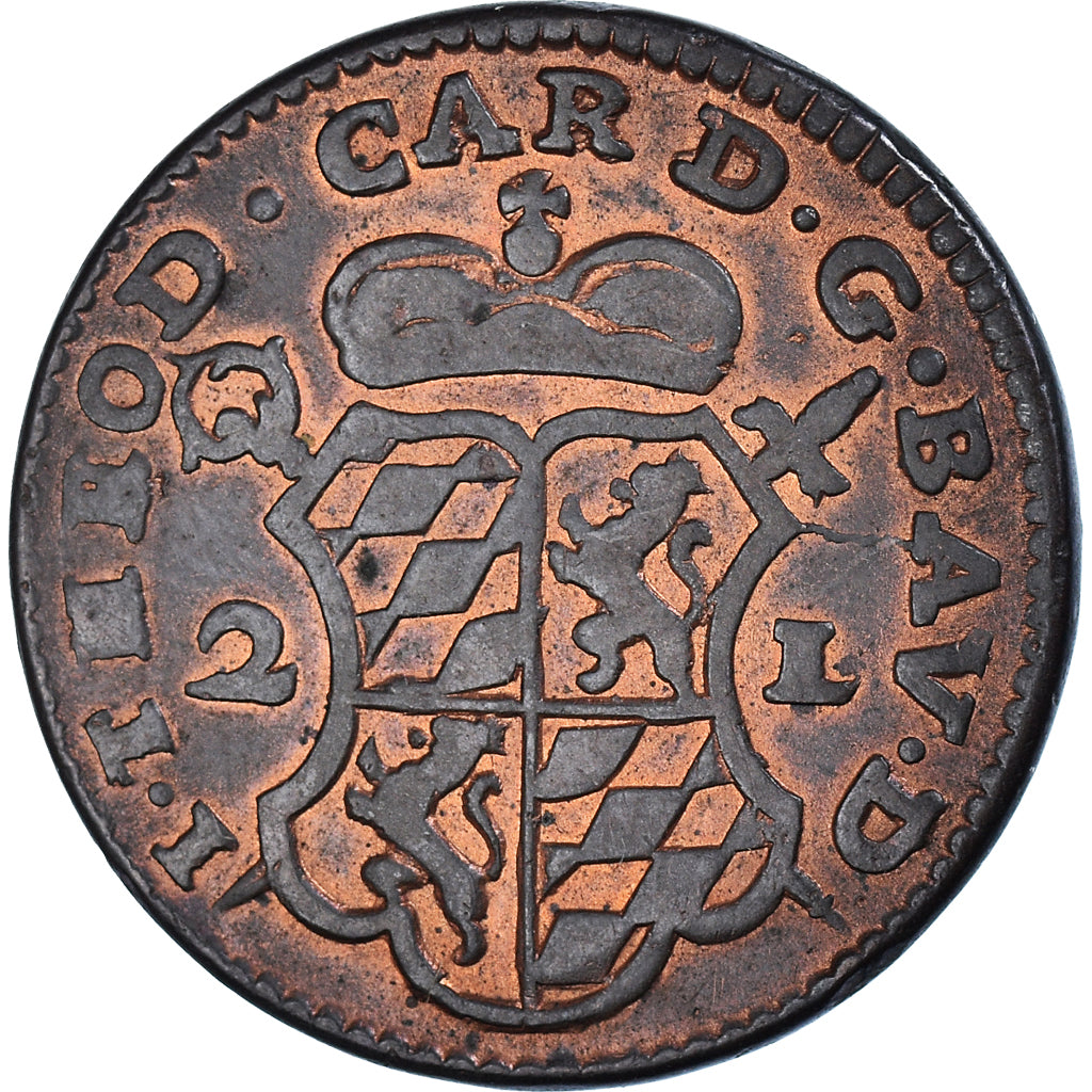 Coin, LIEGE, John Theodore, 2 Liards, 1752, Liege, EF(40-45), Copper, KM:158