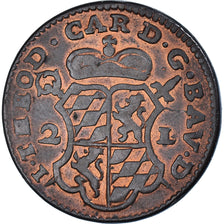 Coin, LIEGE, John Theodore, 2 Liards, 1752, Liege, EF(40-45), Copper, KM:158