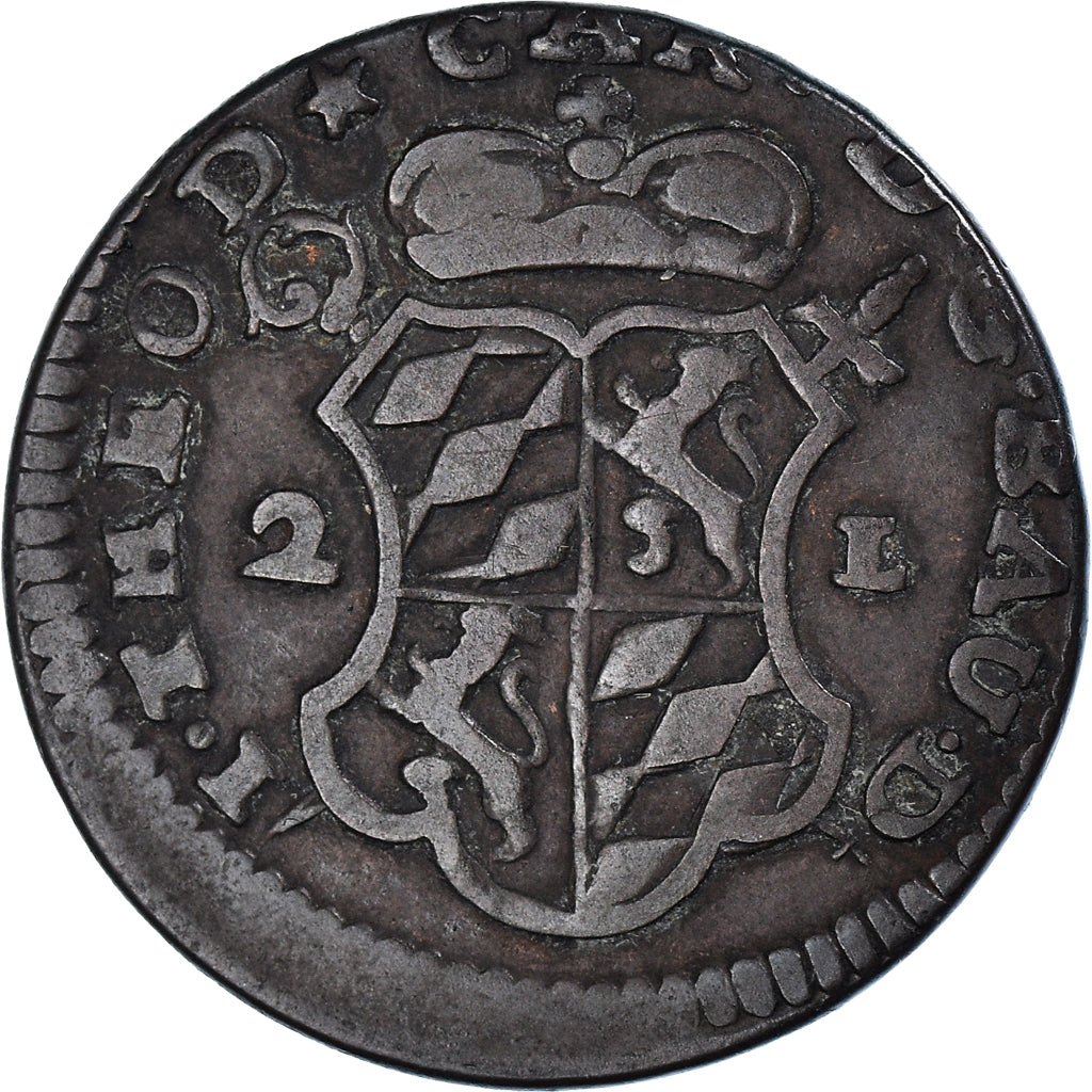 Coin, LIEGE, John Theodore, 2 Liards, 1752, Liege, Frappe décentrée