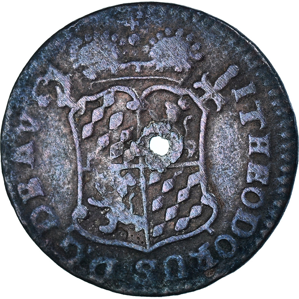 Coin, LIEGE, John Theodore, Liard, 1744, Liege, Holed, VF(20-25), Copper, KM:146