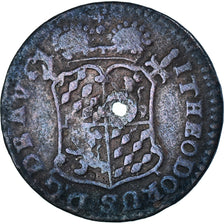 Coin, LIEGE, John Theodore, Liard, 1744, Liege, Holed, VF(20-25), Copper, KM:146