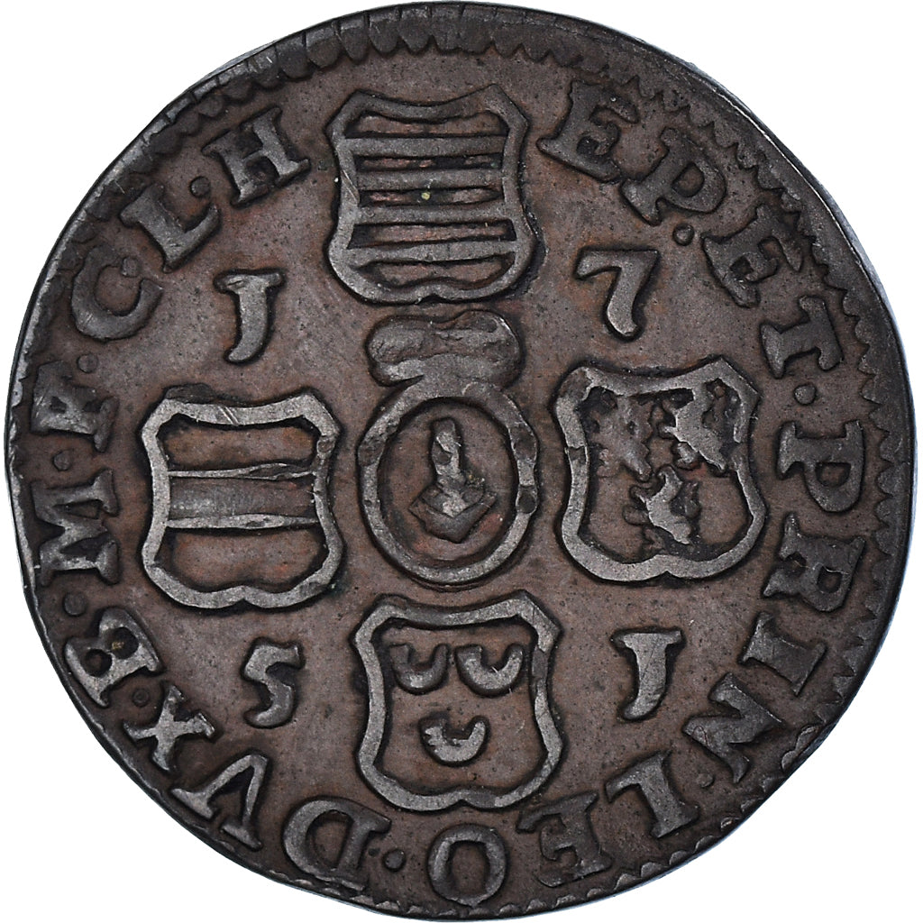 Coin, LIEGE, John Theodore, Liard, 1751, Liege, AU(50-53), Copper, KM:155