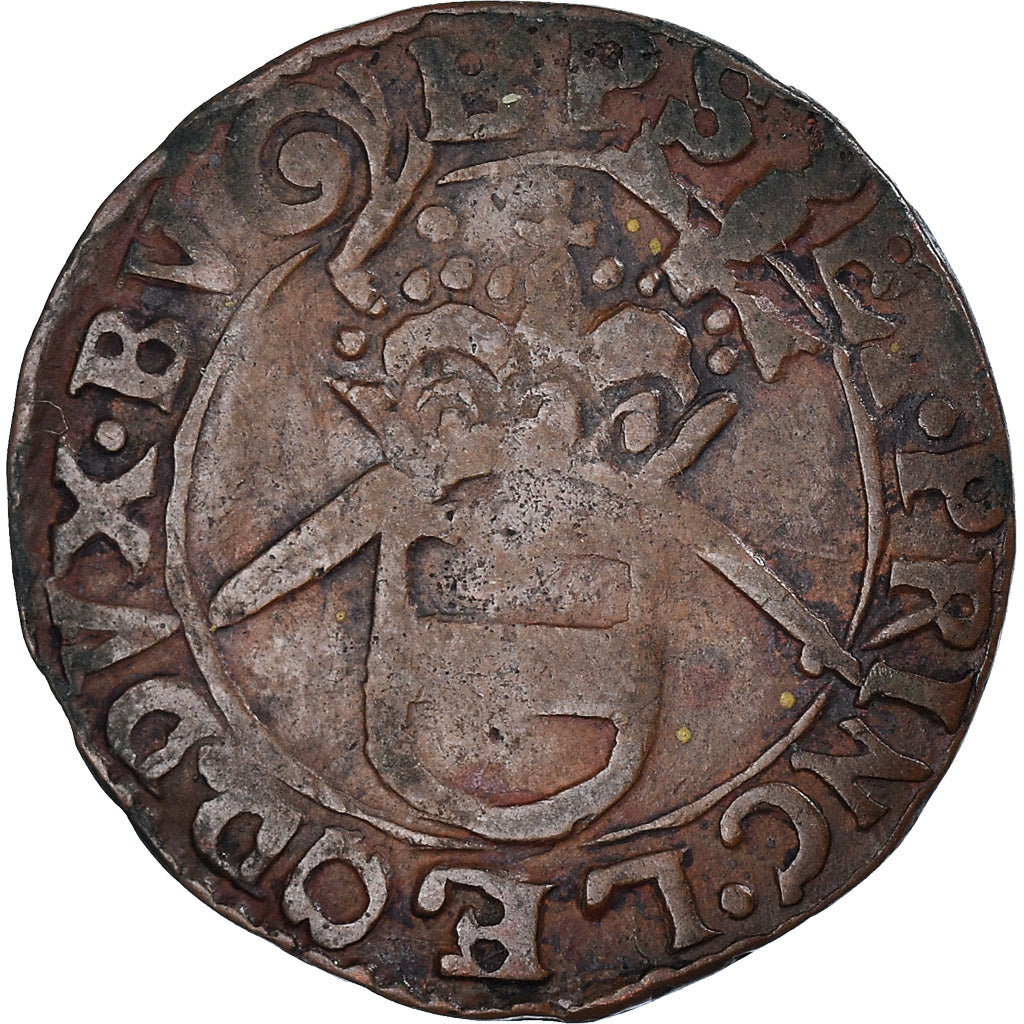 Coin, LIEGE, Maximilian Henry, Liard, Hasselt, VF(30-35), Copper, KM:72