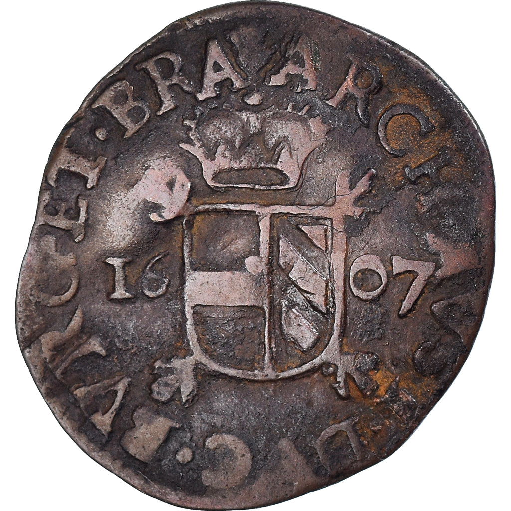 Coin, Spanish Netherlands, BRABANT, Albert & Isabella, 2 Denier, 8 Mites, 1607