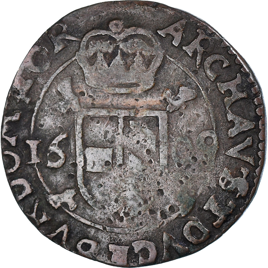 Coin, Spanish Netherlands, TOURNAI, Albert & Isabella, 2 Denier, 1609, Tournai