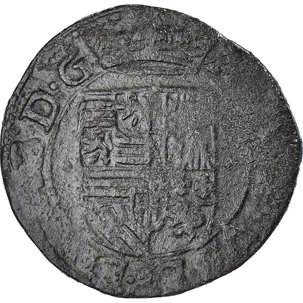 Coin, Spanish Netherlands, Albert & Isabella, Liard, 1607, Roermond, VF(30-35)