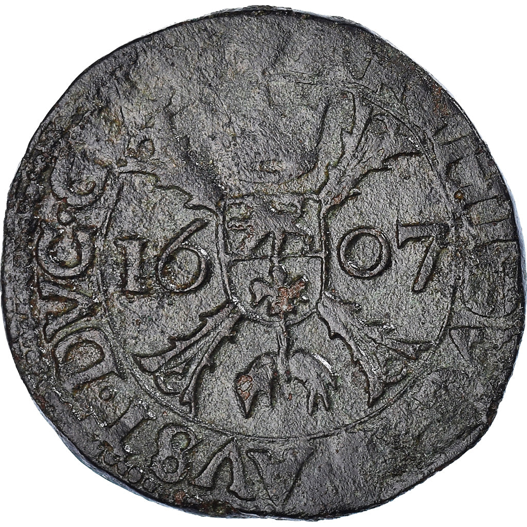 Coin, Spanish Netherlands, Albert & Isabella, Liard, 1607, Roermond, VF(30-35)