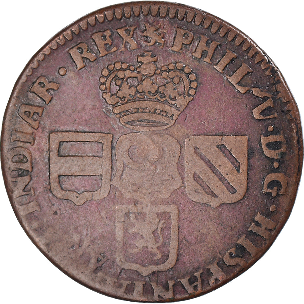 Moeda, Países Baixos Espanhóis, NAMUR, Philip V of Spain, 2 Liards, 1709