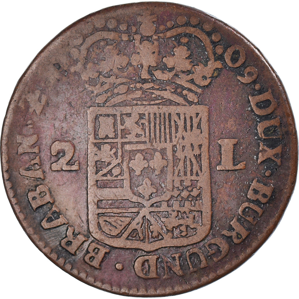 Moeda, Países Baixos Espanhóis, NAMUR, Philip V of Spain, 2 Liards, 1709