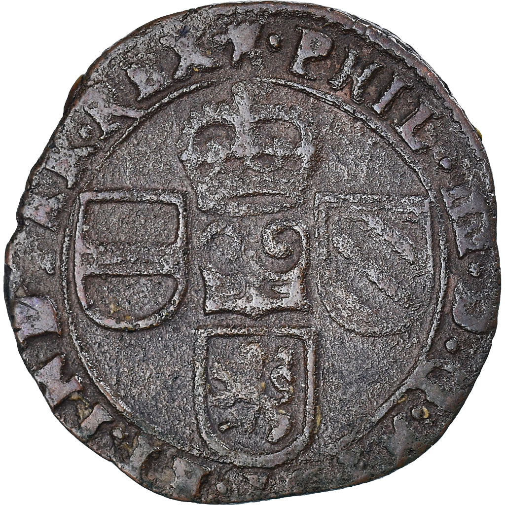 Moneda, Países Bajos españoles, TOURNAI, Philippe IV, Liard, 12 Mites, 1665