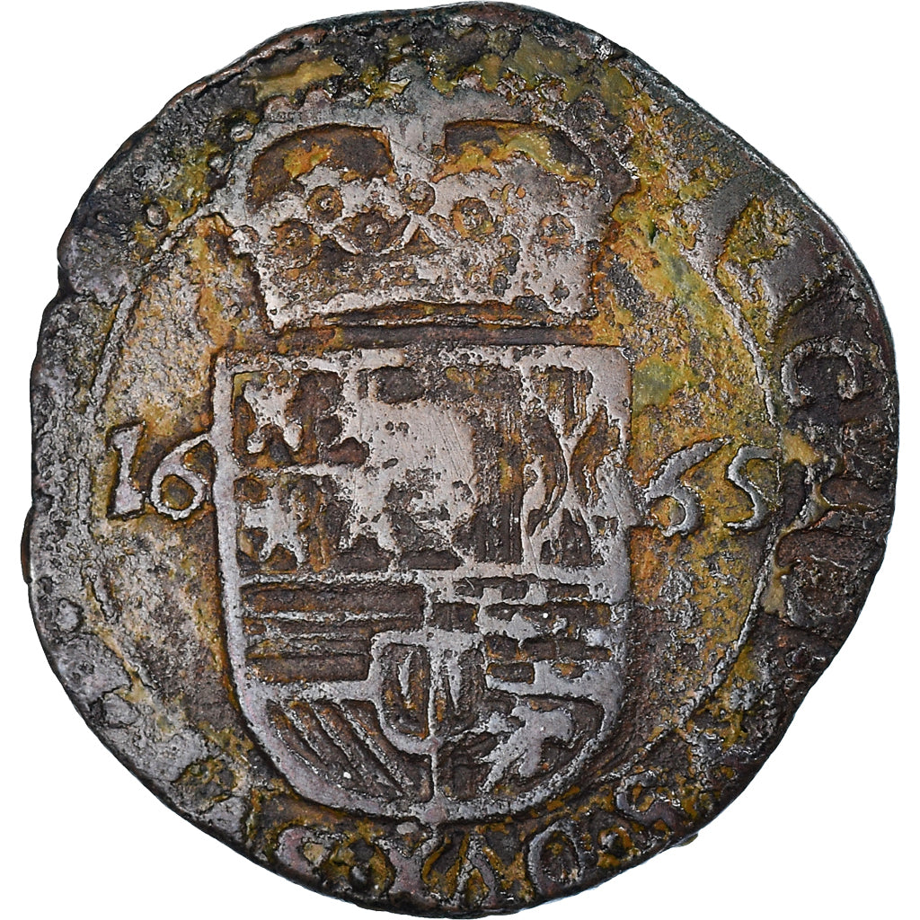 Moneda, Países Bajos españoles, TOURNAI, Philippe IV, Liard, 12 Mites, 1665