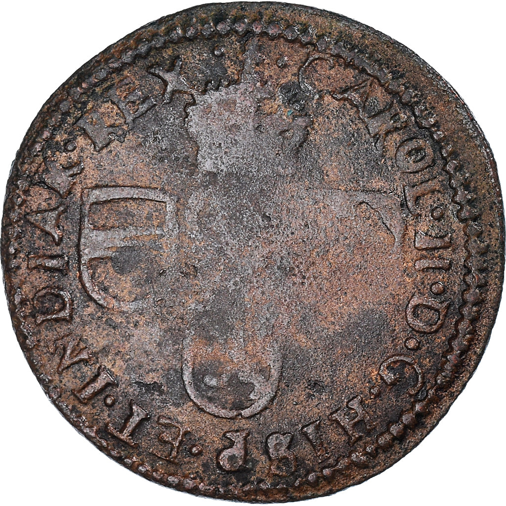 Munten, Lage Spaanse landen, Charles II, Liard, Bruges, FR, Koper