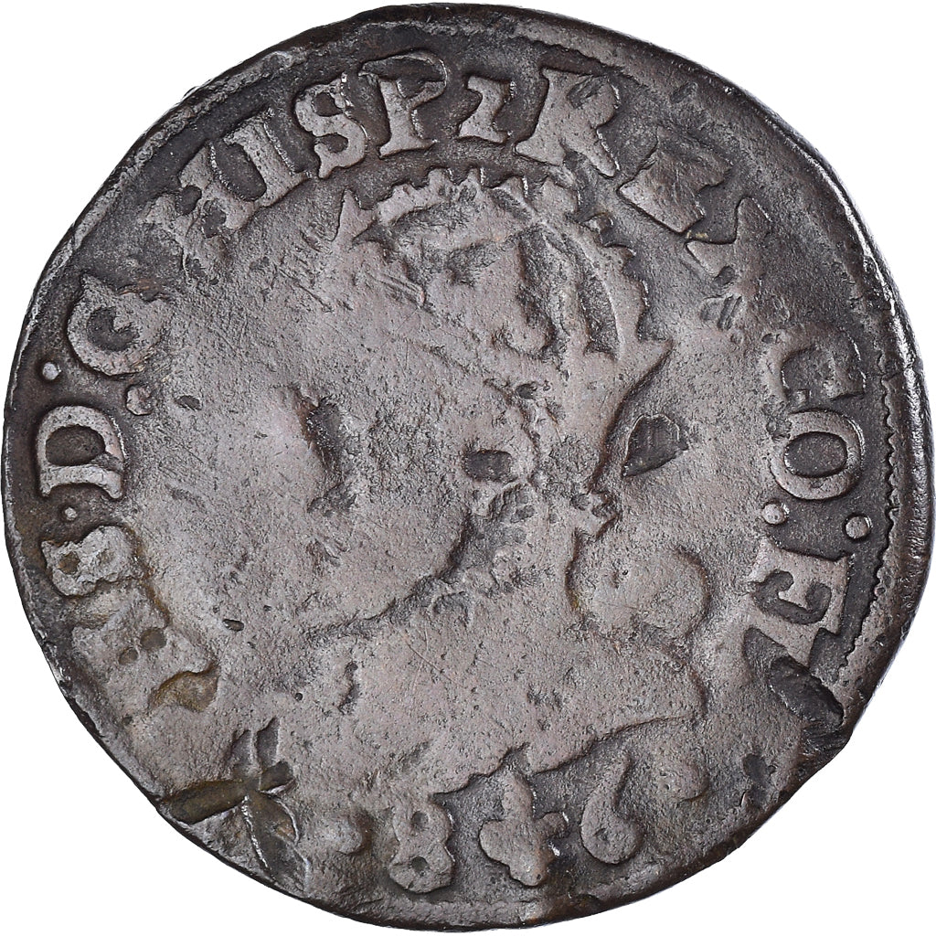 Moneta, Hiszpania niderlandzka, Philippe II, Liard, 1586, Bruges, VF(20-25)
