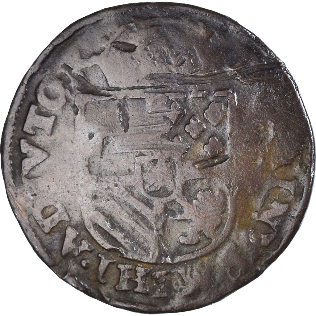 Moneta, Hiszpania niderlandzka, Philippe II, Liard, 1586, Bruges, VF(20-25)