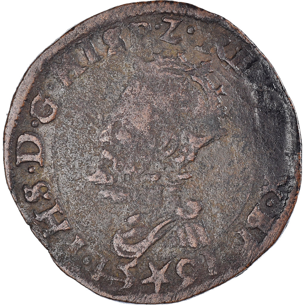 Munten, Lage Spaanse landen, Philippe II, Liard, 1591, Maastricht, FR, Koper