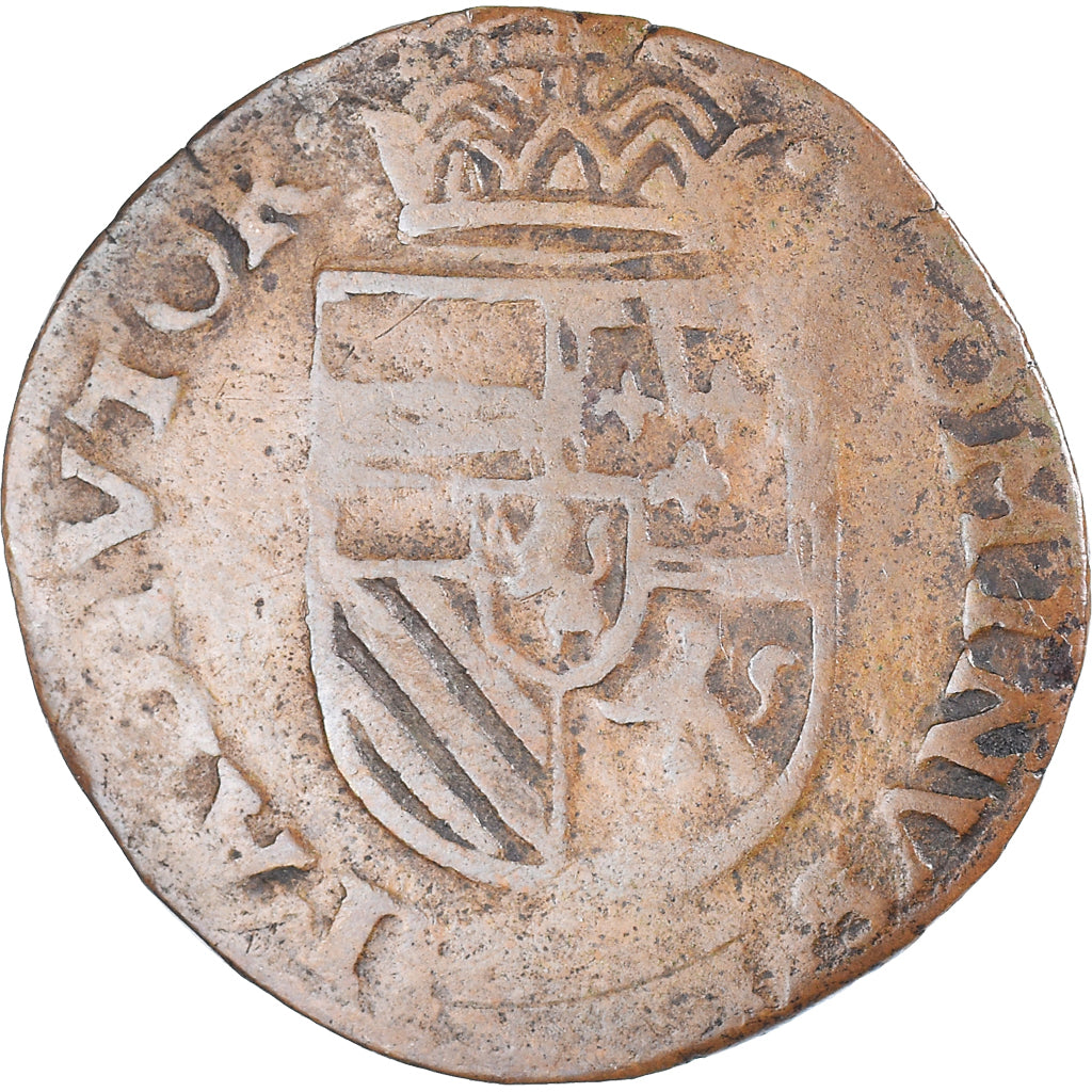 Coin, Spanish Netherlands, Philippe II, Liard, 1582, Mons, Hainaut, EF(40-45)