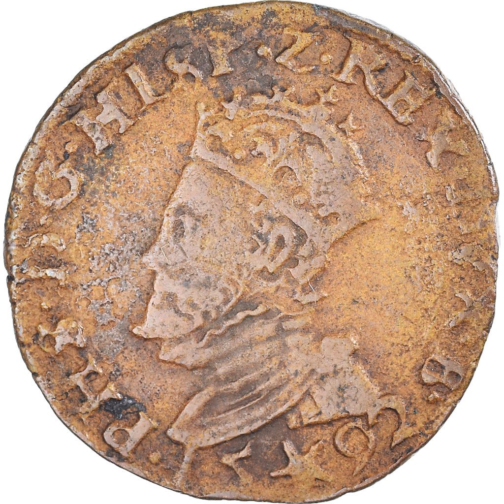 Coin, Spanish Netherlands, Philippe II, Liard, 1592, Maastricht, VF(30-35)