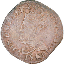 Coin, Spanish Netherlands, Philippe II, Liard, 1589, Maastricht, VF(30-35)