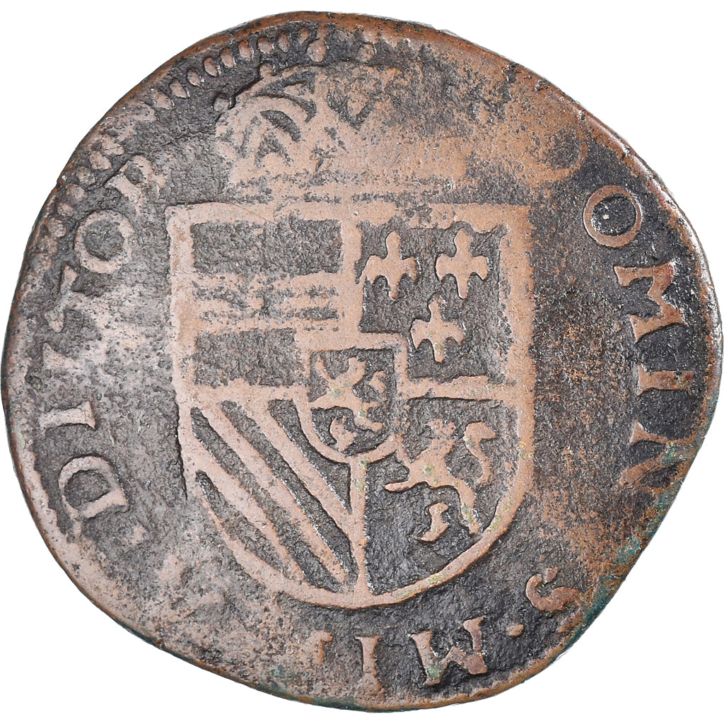 Monnaie, Pays-Bas espagnols, Philippe II, Liard, 1581, Mons, TB+, Cuivre